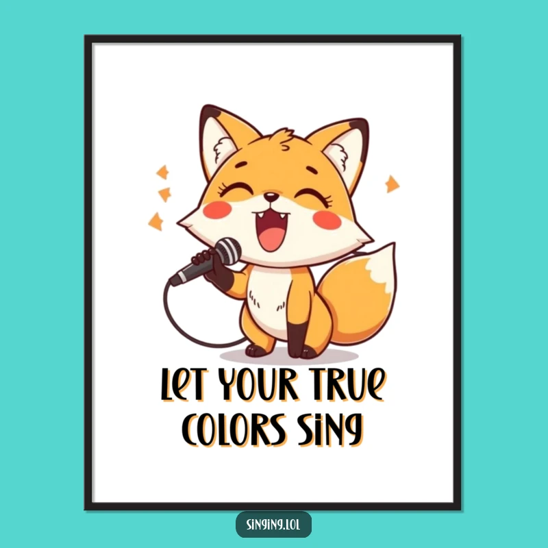 Free Printable Wall Art: Energetic Fox Rock Star for a Vibrant Music Lover's Room