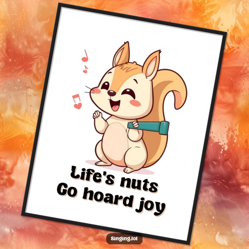 Funny Free Printable Squirrel Wall Art of a curious character chattering a happy rhythm, adding playful energy to any wall.