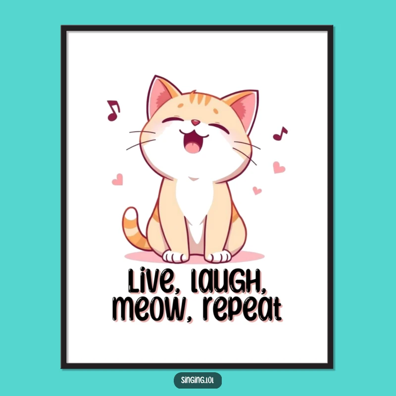Funny Free Printable Wall Art: Giggling Cat Yowling Playful Ballad Downloadable Art