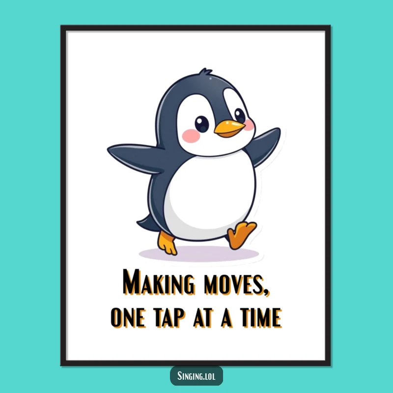 Funny Free Printable Wall Art: Penguin Tapping Feet - Add Rhythmic Charm to Your Decor!