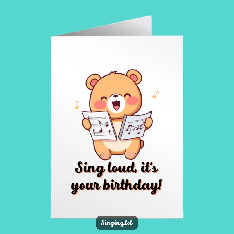 Free Printable Birthday Bear Card: Singing Design, Downloadable DIY Gift Greeting