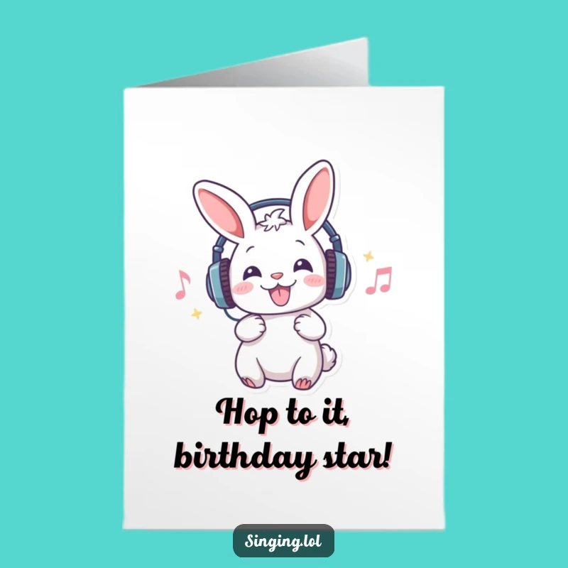 Free Printable Birthday Card Funny Rabbit Singing: Hilarious Downloadable Gift for Music Lovers