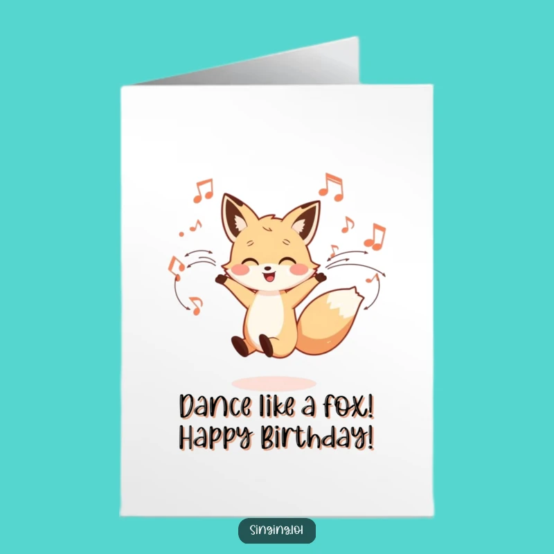 Free Printable Funny Birthday Card: Dancing Fox Rhythms Downloadable Gift