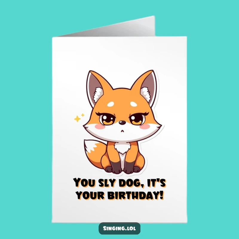 Free Printable Funny Birthday Card: Surprised Fox High Note Humor