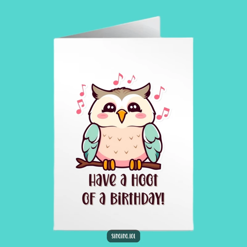 Free Printable Birthday Card: Cheerful Owl Sings Happy Birthday!