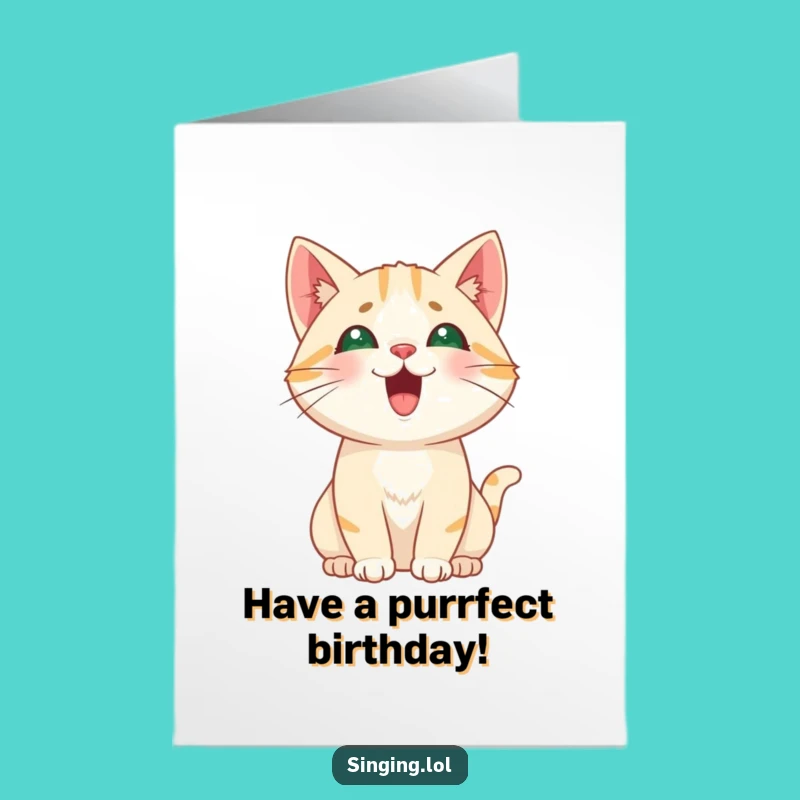 Free Printable Cat Birthday Card: High Pitch Meow Downloadable Gift