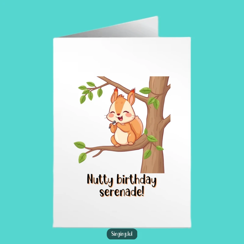 Free Printable Birthday Card: Squirrel Serenade Funny Downloadable Gift for Nature Lovers
