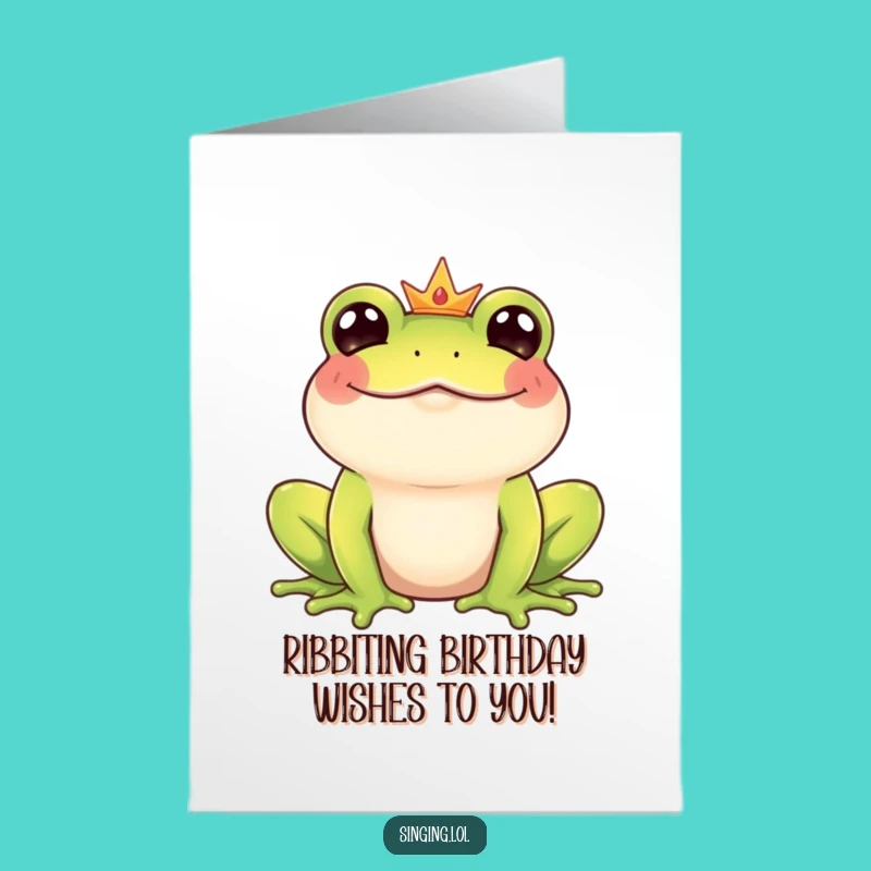 Funny Frog Prince Birthday Card Free Printable: Giggling Croaker Greeting, Perfect DIY Downloadable Gift