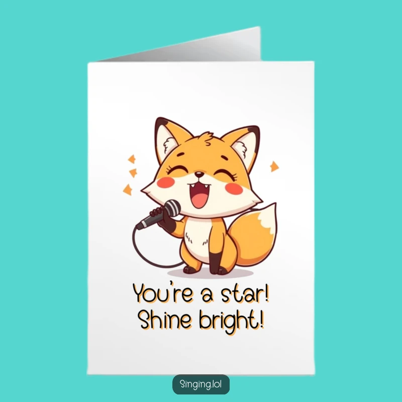 Free Printable Congratulations Card: Fox Rock Star for a Standing Ovation Win