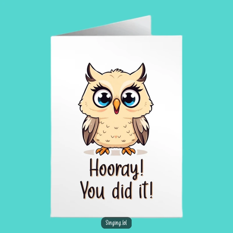 Free Printable Congratulations Card: Surprised Owl's Hoot for Big Wins