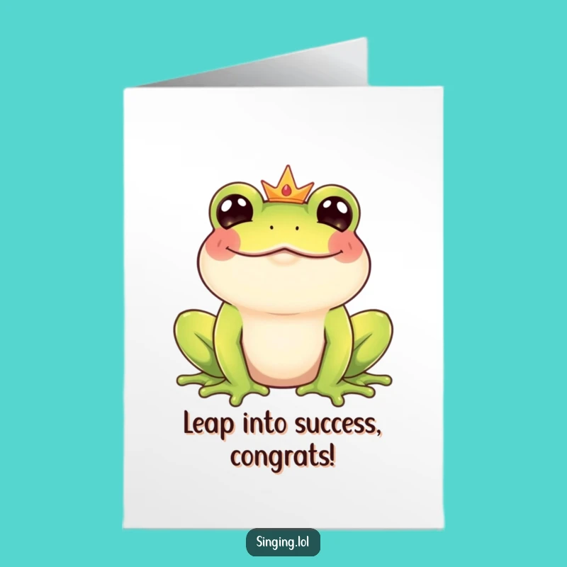 Free Printable Frog Prince Congrats Card: Giggling Royal Croaker, Perfect DIY Congratulations Downloadable