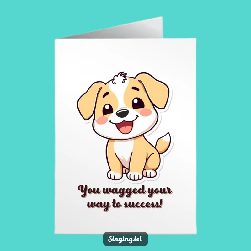 Free Printable Funny Congrats Card: Happy Puppy Cheers Downloadable Gift