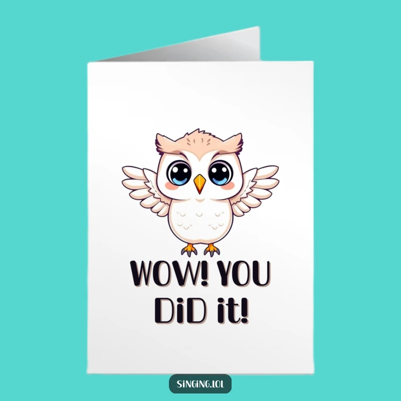 Free Printable Congrats Card: Owl Surprise Wings, Funny Downloadable Gift