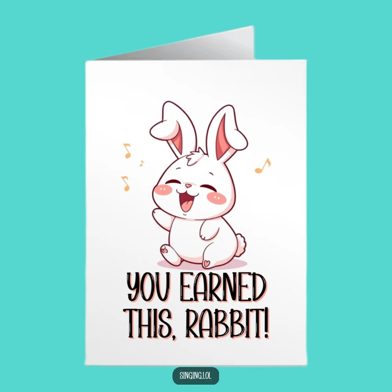 Free Printable Rabbit Card: Celebrate Success with a Singing, Floppy-Eared Rabbit