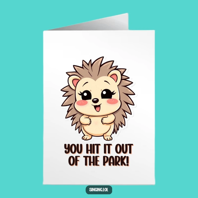 Free Printable Congrats Card: Wobbly Hedgehog Hits High Note of Success!