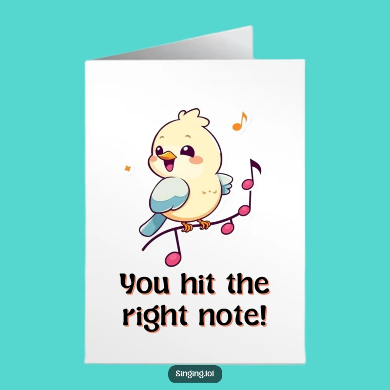 Free Printable Funny Congrats Card: Bird Musical Note Celebration