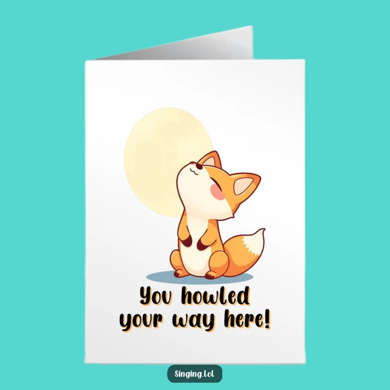 Free Printable Congrats Card: Funny Fox Moon Howl, Hilarious Downloadable Celebration