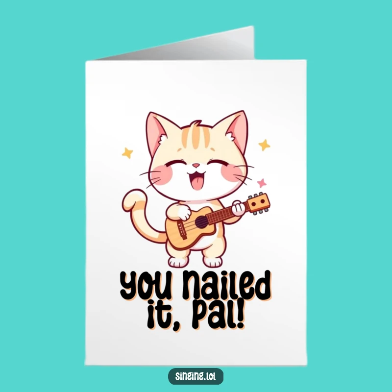 Free Printable Congrats Card: Funny Kitten Solo Dance, Tail Wagging Downloadable Gift