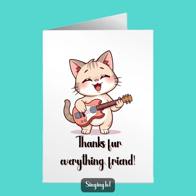Free Printable Cat Guitar Thank You Card - Funny Downloadable Appreciation Strum