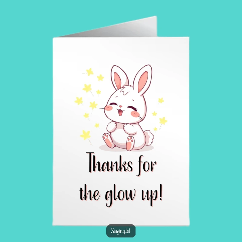Free Printable Thank You Card: Bunny and Fireflies Expressing Gratitude