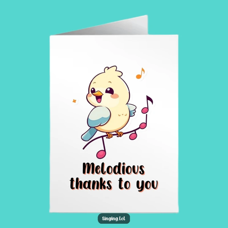Free Printable Funny Thank You Card: Bird Musical Note Gratitude