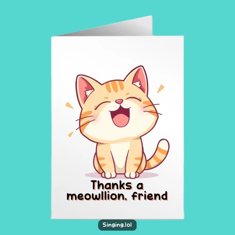 Free Printable Thank You Card: Singing Cat Funny Download