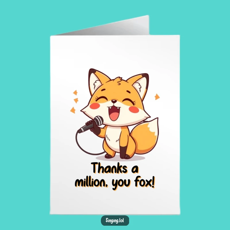 Free Printable Thank You Card: Fox Rock Star Belting Out Gratitude