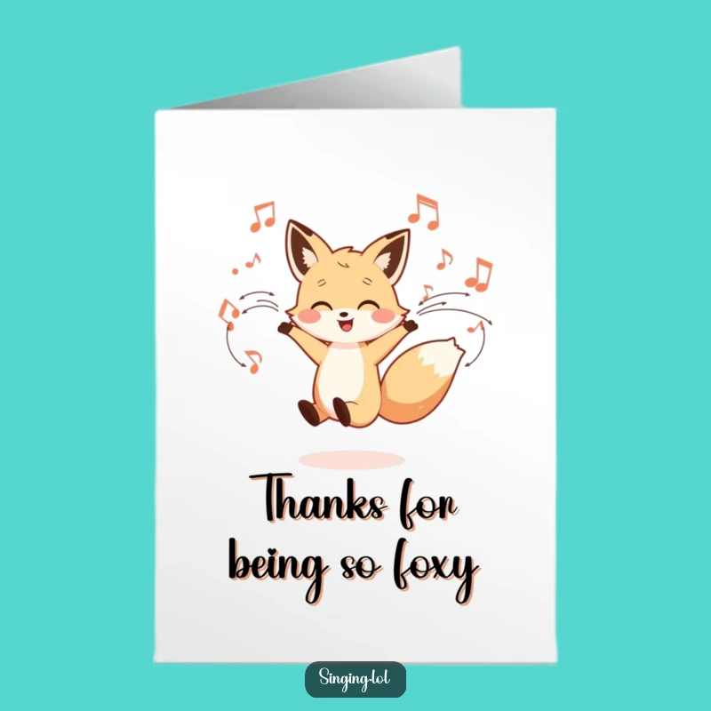 Free Printable Funny Thank You Card: Dancing Fox Thanks Downloadable Gift