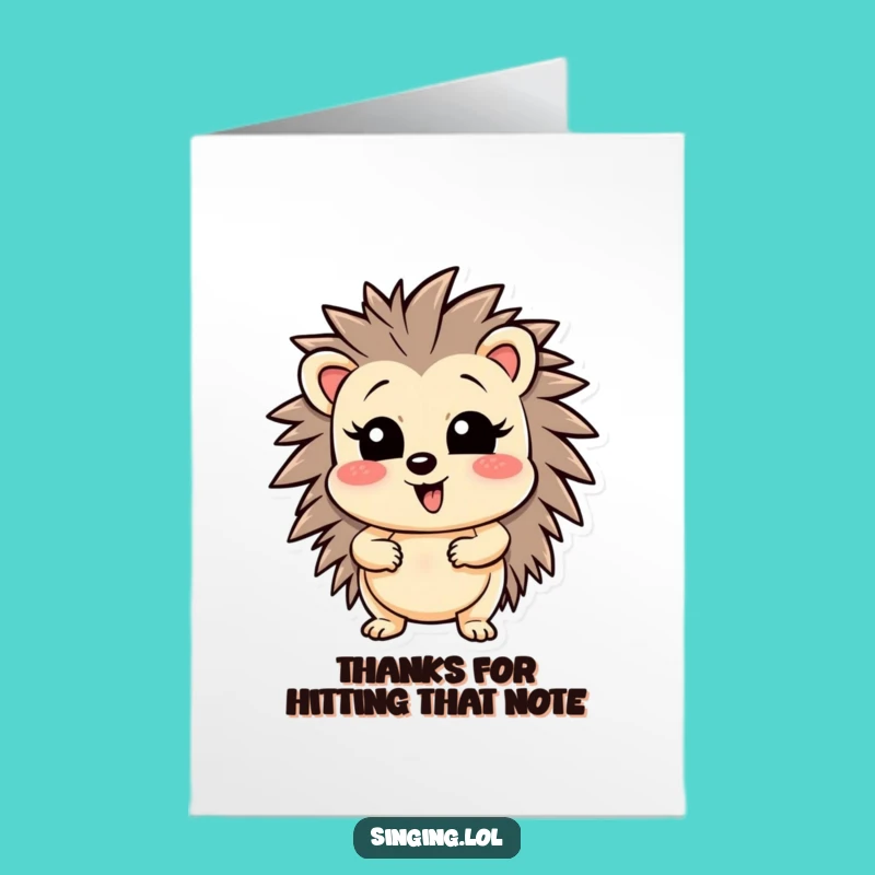 Free Printable Thank You Card: Wobbly Hedgehog Sings Its Gratitude Loudly!