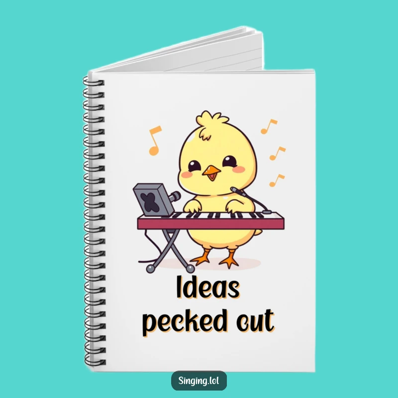 Funny Bouncy Chick Pecking Keyboard Notebook - Jot Down Ideas with Tech Flair