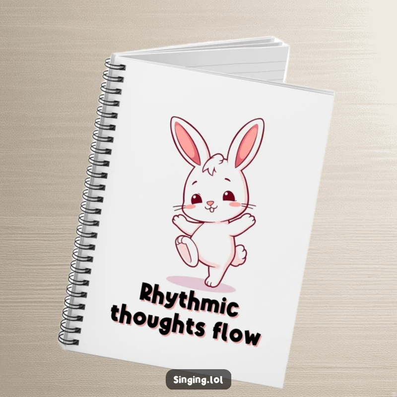 Funny notebook with a curious bunny tapping its foot, for jotting down musical thoughts and ideas.