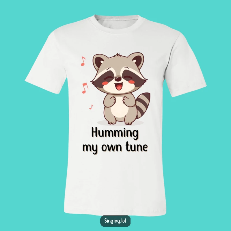 Funny Raccoon Humming T-Shirt: Happy Critter Sings Playfully, Ideal Funny Gift
