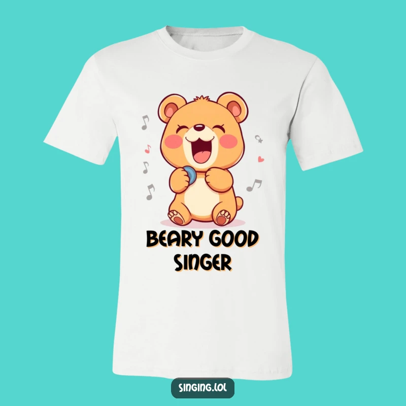Funny Singing Bear Cub T-Shirt: Hilarious Apparel for the Joyful and Melodious