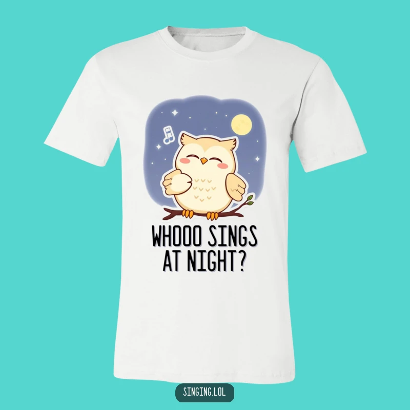 Funny Smiling Owl Moon Serenade Tee - Nocturnal Music Lover Shirt