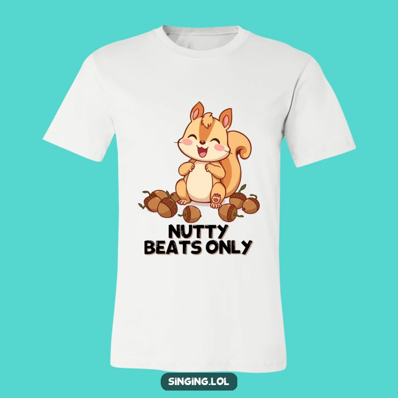 Funny Squirrel Drummer T-Shirt: Happy Acorn Musician Tee, Ideal Funny Gift