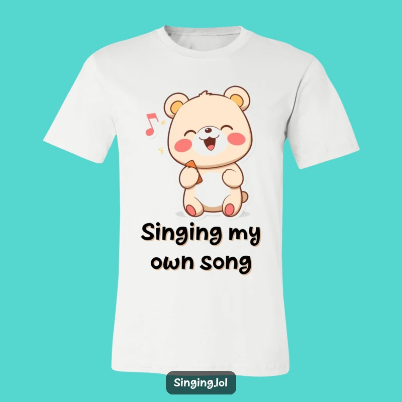Funny Singing Bear T-Shirt - Cheerful Cartoon Melody Tee, Perfect Casual Funny Gift!