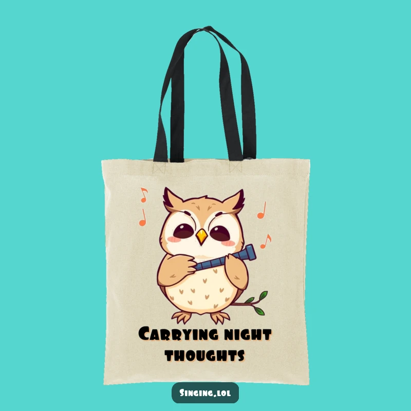 Funny Curious Owl Melody Tote Bag: Carry Your Tunes, Great Funny Gift!
