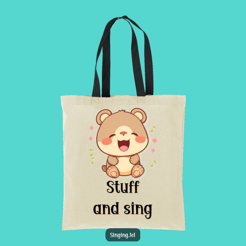 Funny Bear Cub Music Tote Bag: Carry Your Tunes with Cheer, A Hilarious Gift