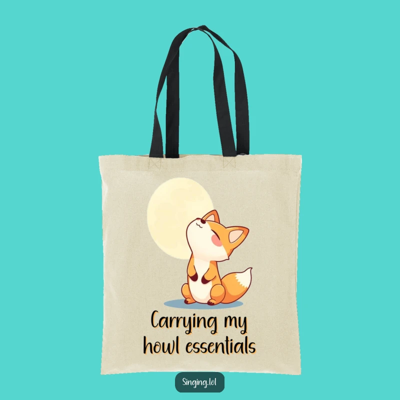 Funny Fox Howling Moon Tote Bag - Durable & Stylish, Perfect Humorous Gift