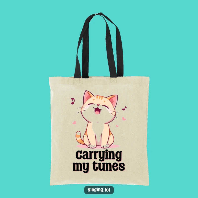 Funny Giggling Cat Ballad Tote Bag - Whimsical & Practical Cat Accessory