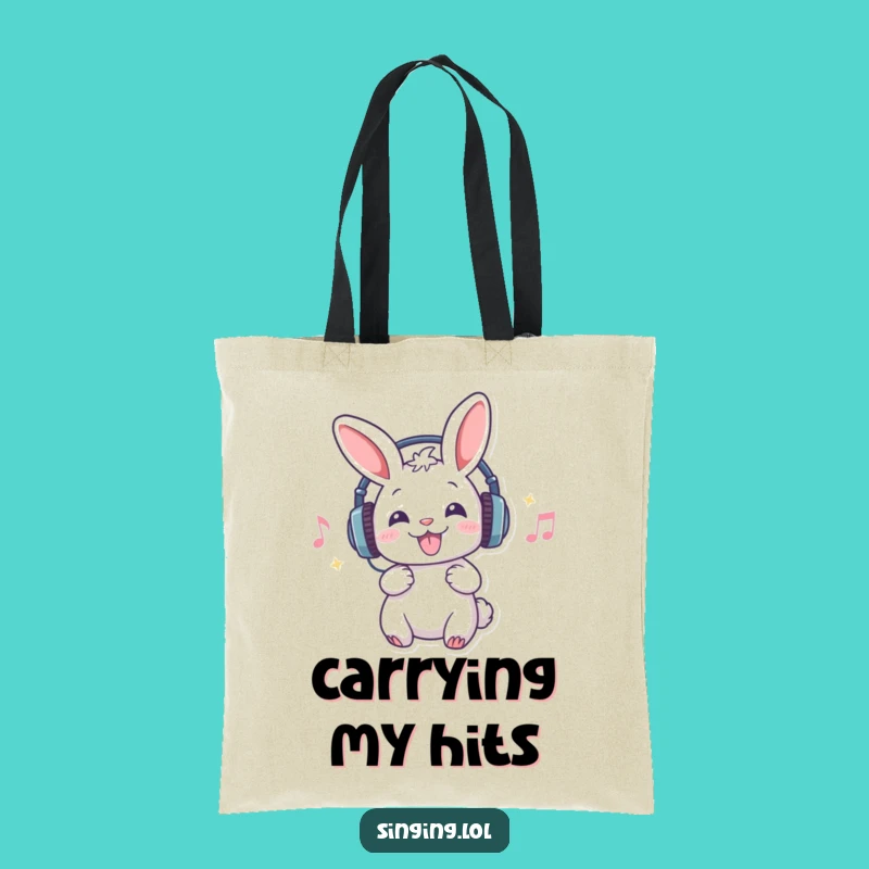 Funny Rabbit Music Lover Tote Bag - Carry Your Tunes in Style!