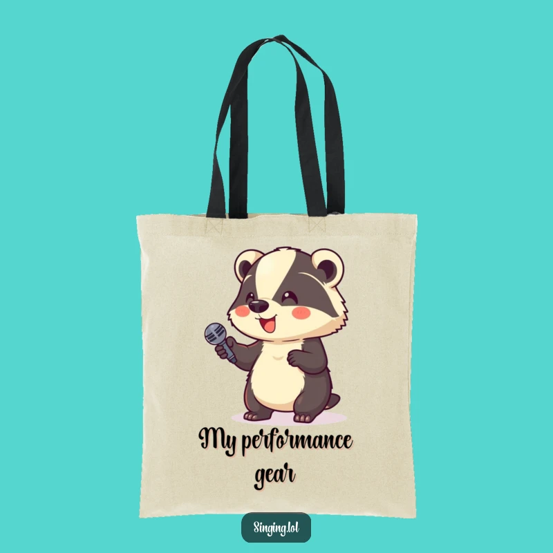 Funny Giggle Badger Microphone Tote Bag: Durable & Humorous Bag, Great Gift